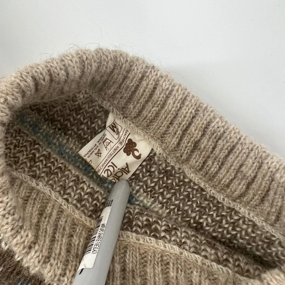 Vintage Alafoss Lopi Icelandic Wool Sweater Nordic Fair Isle Made Iceland M